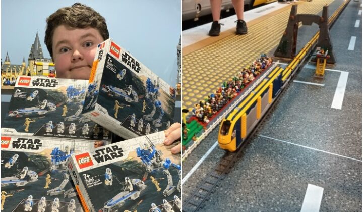 kereta api dengan 101 gerabak guna lego